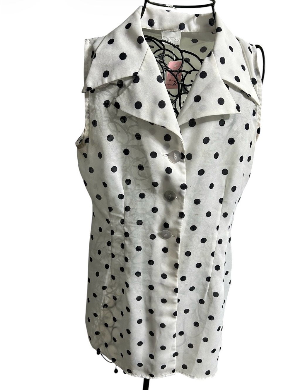 Studio C Black and White Polka Dot Blouse